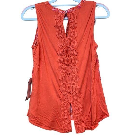 Daniel Rainn Paisley Key Hole Crochet Tank Top NWT Size Small Petite SP - Picture 9 of 13